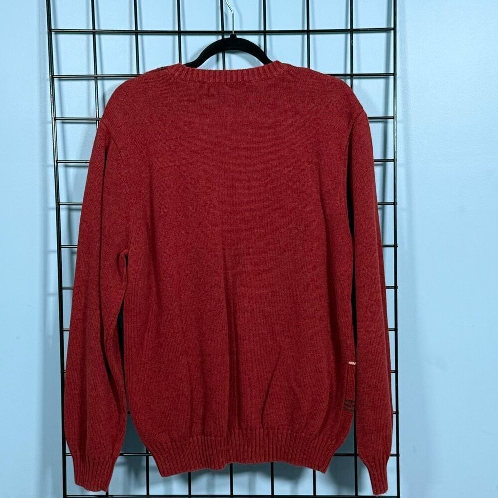 Vintage Van Heusen Knit Sweater Mens L Orange Plaid Dad Eclectic Grandpa 90s - Picture 2 of 7